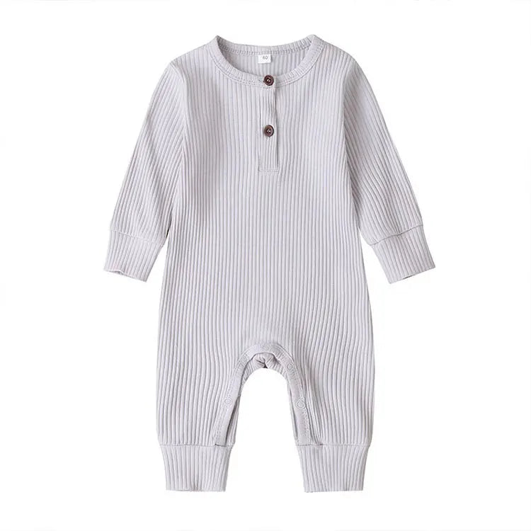 Summer Unisex Newborn Baby Clothes Solid Color Baby Rompers Cotton Long Sleeve Toddler Romper Infant Clothing 3-18 Months