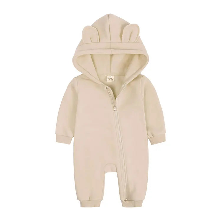 Long Sleeve Hooded Zipper Newborn Baby Clothes Winter Baby Girl Romper Winter Warm Newborn Clothing Girls Rompers  3-24 Months