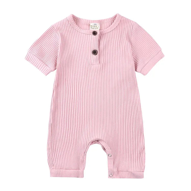 Solid Color Kids Summer Clothes Cotton Baby Clothes Boys Romper Short Sleeve Newborn Girl Outfit Baby Boy Clothes 0-24 Months