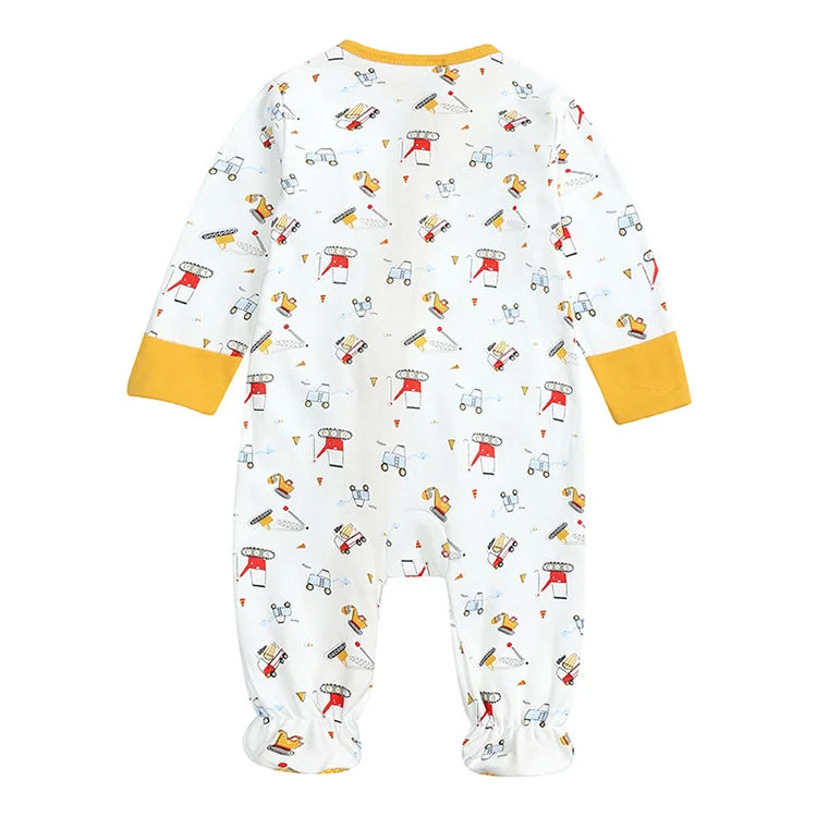 Summer Newborn Baby Boy Clothes Cartoon Print Baby Clothes Girl Romper Cotton Long Sleeve Zipper Infant Romper 6-24 Months