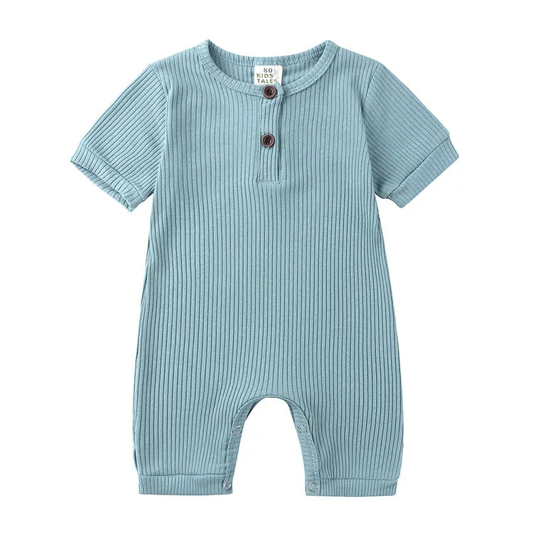 Solid Color Kids Summer Clothes Cotton Baby Clothes Boys Romper Short Sleeve Newborn Girl Outfit Baby Boy Clothes 0-24 Months