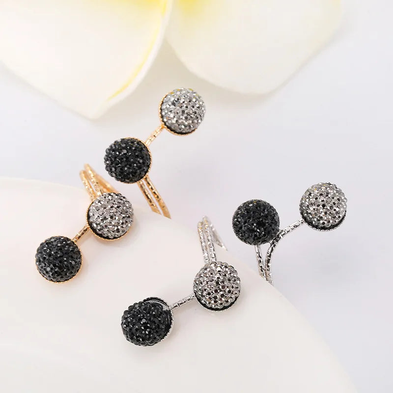 Vintage  Black Rhinestone Opening ring Knuckle Finger Midi Rings Set for Women Punk Statement elegant rings Female Wedding