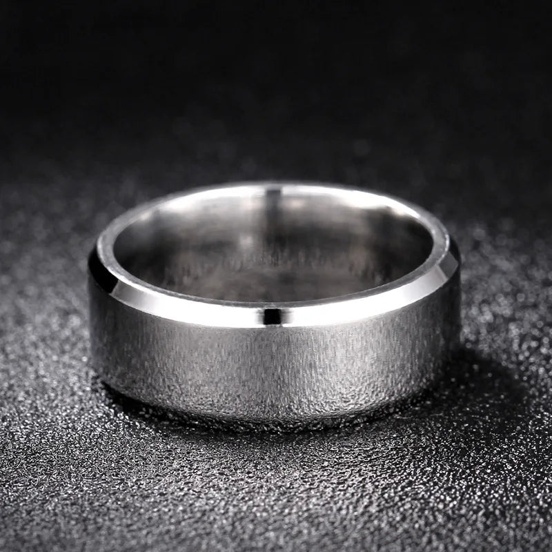 Fashion Charm Jewelry Ring for Men Women Stainless Steel Black Rings Wedding Engagement Band Quality Mirror Male Jewelry Custom