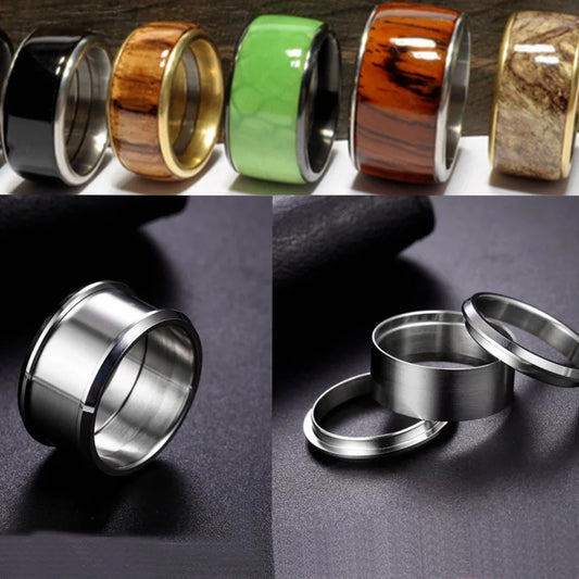 3 in 1 ring men stainless steel wedding ring fingertip ring DIY ring for  jewelry tool accessories wholesale supply