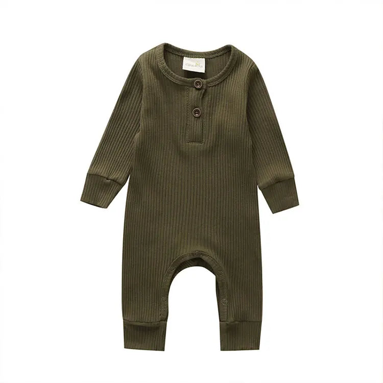 Summer Unisex Newborn Baby Clothes Solid Color Baby Rompers Cotton Long Sleeve Toddler Romper Infant Clothing 3-18 Months