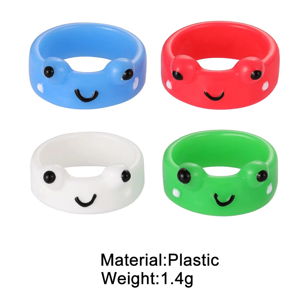 Cute Smile Frog Rings For Women Girls Funny Personality Wholesale Cartoon Animal Chicken Frog Ring Fashion Jewelry Gifts