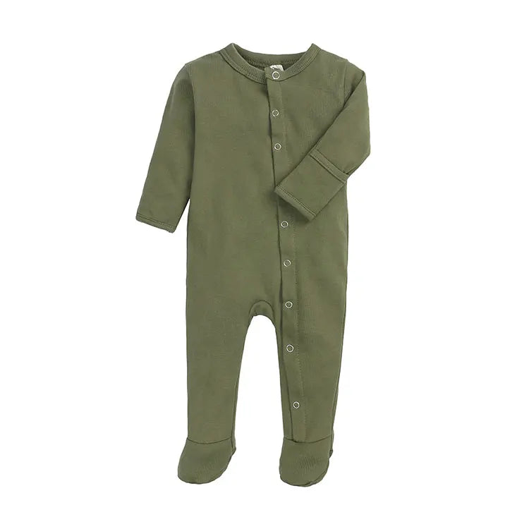 Solid Color Newborn Baby Boy Footies Spring Autumn Baby Clothes Girls Footies Cotton Long Sleeve Toddler Clothes 3-12 Months