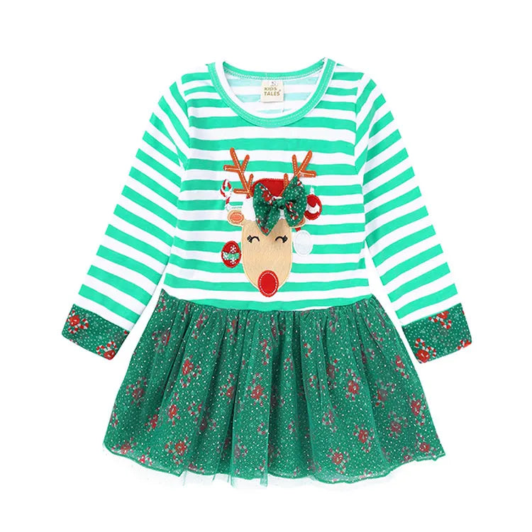 Christmas Girls Casual Dresses Cotton Long Sleeve Kids Dresses for Girls Spring Autumn Children Clothing Girls Dress 1-6 Years