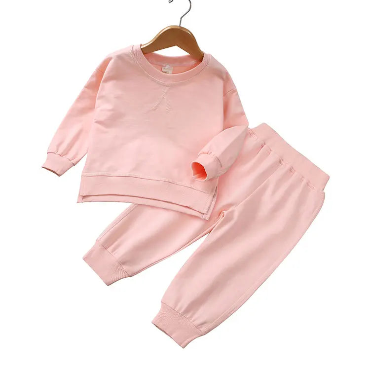 Fashion Solid Color Kids Tracksuit Sets Cotton Long Sleeve Tops Pants 2 Pcs Spring Autumn Children Clothing Boy Outfit 2-6 Years