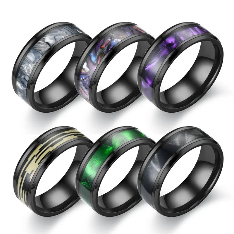 2022 Fashion Gradient Purple Color Shell Rings Stainless Steel For Men Women Gift Rings Dainty Female Nice Jewelry