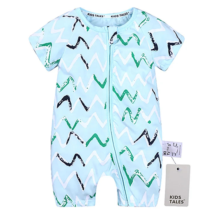 Cartoon Print Baby Romper Fashion Toddler Girl Summer Clothes Cotton Zipper Short Sleeve Newborn Boys Rompers 3-24 Months