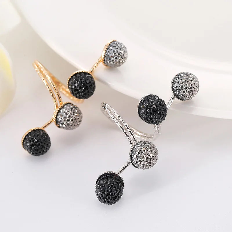 Vintage  Black Rhinestone Opening ring Knuckle Finger Midi Rings Set for Women Punk Statement elegant rings Female Wedding