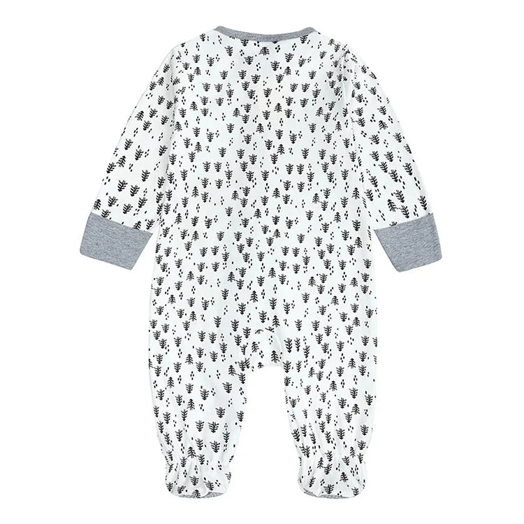 Summer Newborn Baby Boy Clothes Cartoon Print Baby Clothes Girl Romper Cotton Long Sleeve Zipper Infant Romper 6-24 Months