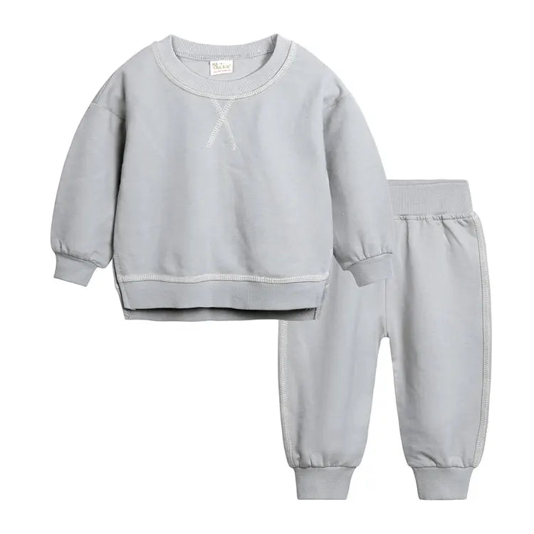 Fashion Solid Color Kids Tracksuit Sets Cotton Long Sleeve Tops Pants 2 Pcs Spring Autumn Children Clothing Boy Outfit 2-6 Years