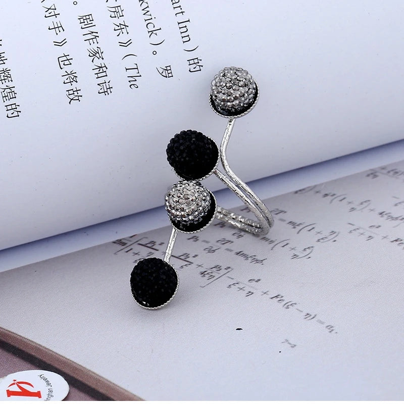 Vintage  Black Rhinestone Opening ring Knuckle Finger Midi Rings Set for Women Punk Statement elegant rings Female Wedding