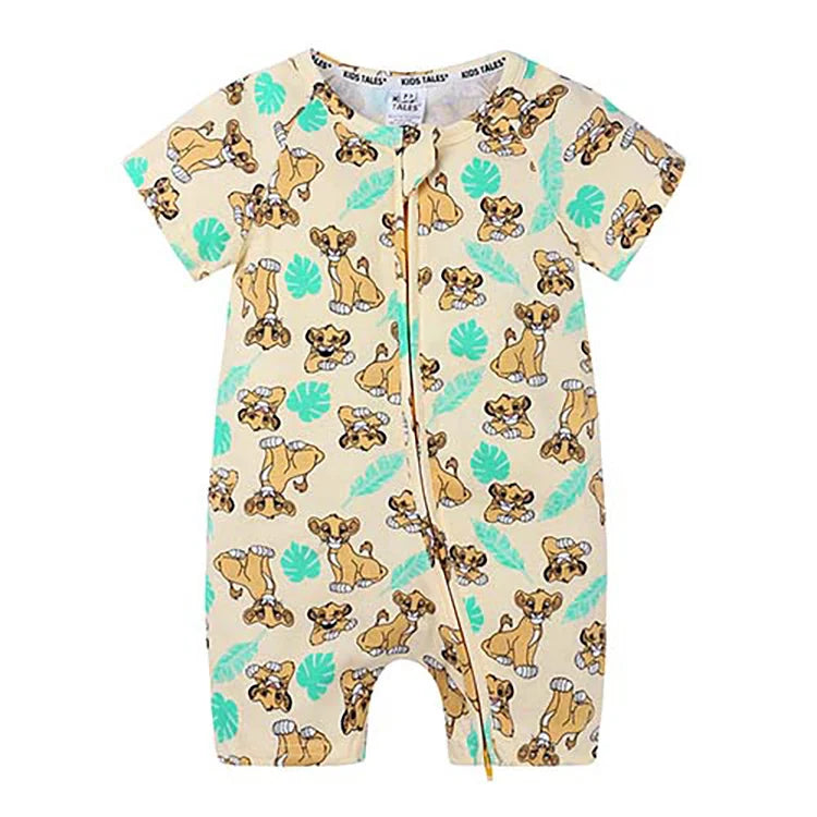 Cartoon Print Baby Romper Fashion Toddler Girl Summer Clothes Cotton Zipper Short Sleeve Newborn Boys Rompers 3-24 Months