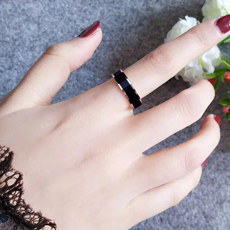 Titanium Steel Ring for Woman Man Custom Engrave Name Wedding Jewelry White And Black Porcelain Ring  Wedding Couple Jewerly