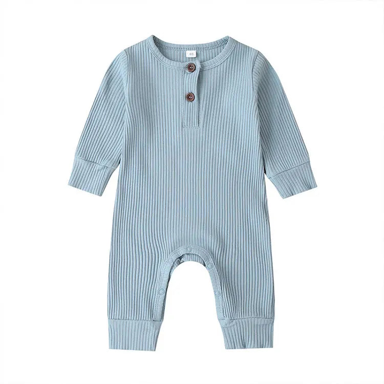 Summer Unisex Newborn Baby Clothes Solid Color Baby Rompers Cotton Long Sleeve Toddler Romper Infant Clothing 3-18 Months