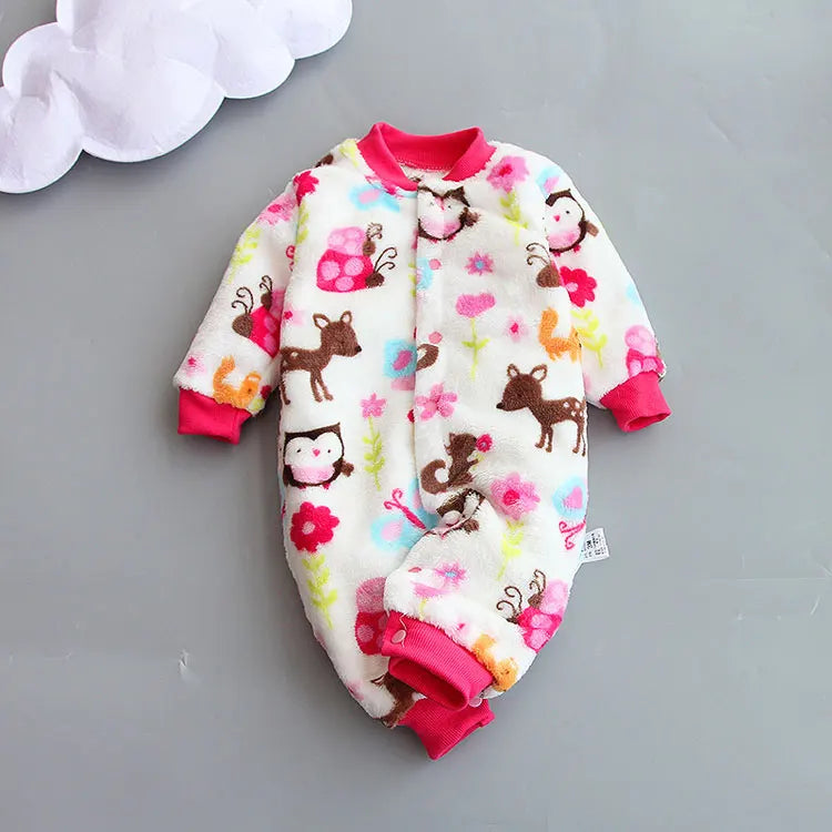 Flannel Long Sleeve Baby Clothes Boys Rompers Cartoon Baby Girl Romper Winter Warm Infant Clothing Boys Romper 3-18 Months