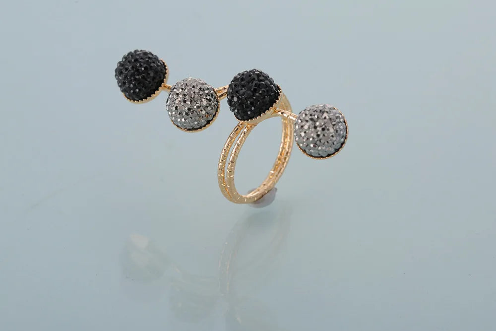 Vintage  Black Rhinestone Opening ring Knuckle Finger Midi Rings Set for Women Punk Statement elegant rings Female Wedding