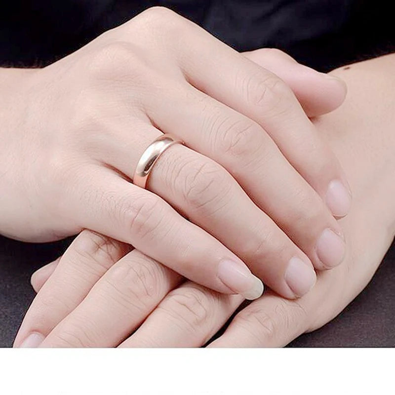 Simple Fashion Style Smooth Stainless Steel Rings Classic Gold Color Couple For Women And Men Wedding Engagement Jewelry