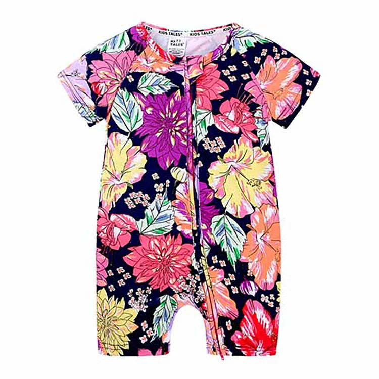 Cartoon Print Baby Romper Fashion Toddler Girl Summer Clothes Cotton Zipper Short Sleeve Newborn Boys Rompers 3-24 Months