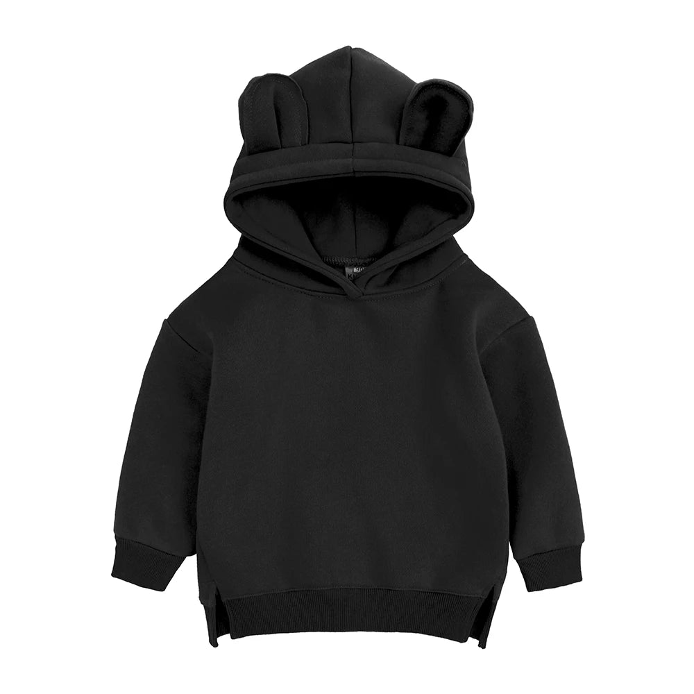 Fashion Solid Color Kids Clothes Boys Sweatshirts Long Sleeve Hooded Girls Hoodies Winter Warm Children's Clothing 1-4 Years