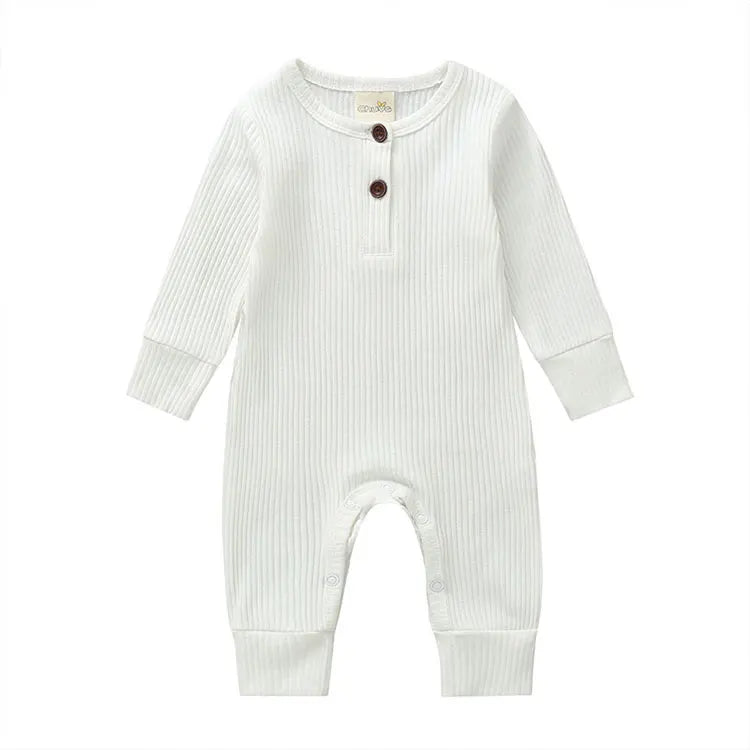 Summer Unisex Newborn Baby Clothes Solid Color Baby Rompers Cotton Long Sleeve Toddler Romper Infant Clothing 3-18 Months