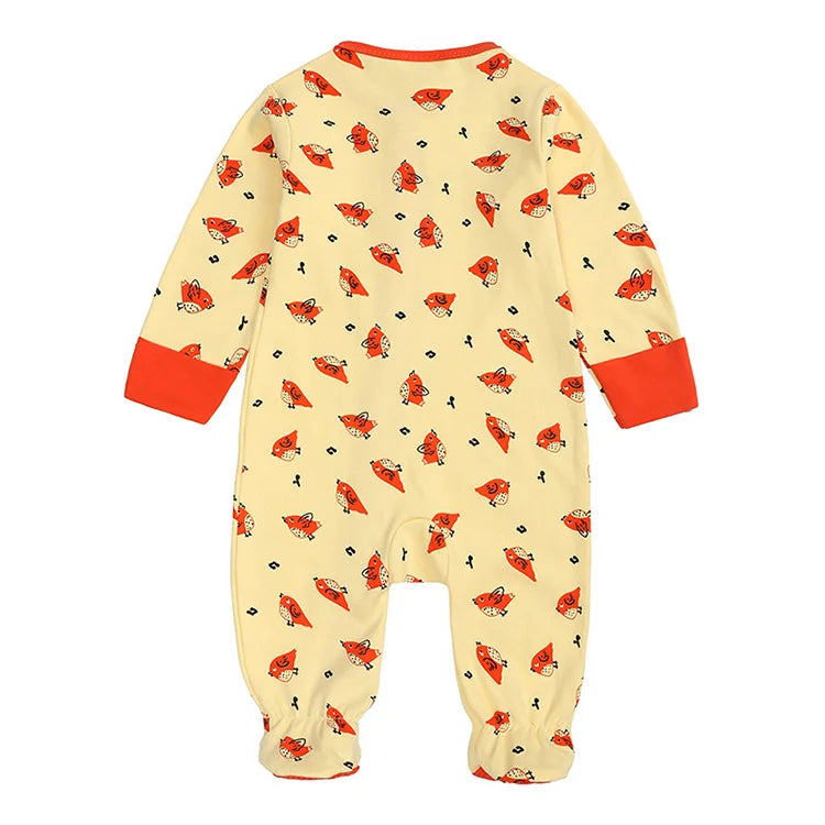 Summer Newborn Baby Boy Clothes Cartoon Print Baby Clothes Girl Romper Cotton Long Sleeve Zipper Infant Romper 6-24 Months