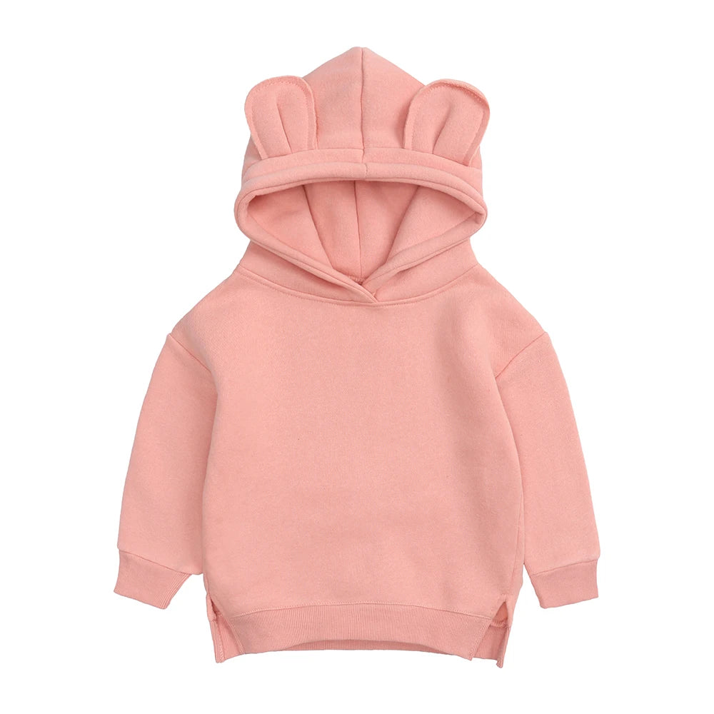 Fashion Solid Color Kids Clothes Boys Sweatshirts Long Sleeve Hooded Girls Hoodies Winter Warm Children's Clothing 1-4 Years