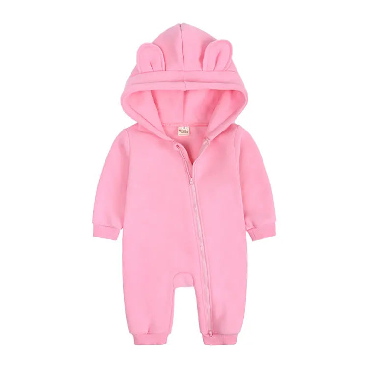 Long Sleeve Hooded Zipper Newborn Baby Clothes Winter Baby Girl Romper Winter Warm Newborn Clothing Girls Rompers  3-24 Months