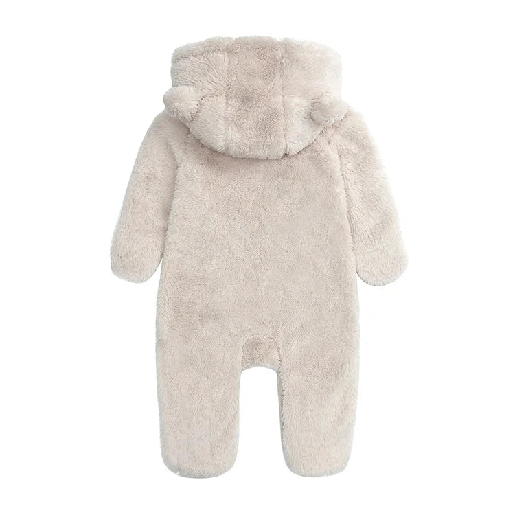 Arctic Velvet Hooded Baby Romper Winter Baby Girl Clothes Long Sleeve Infant Rompers Solid Color Newborn Clothing 0-12 Years