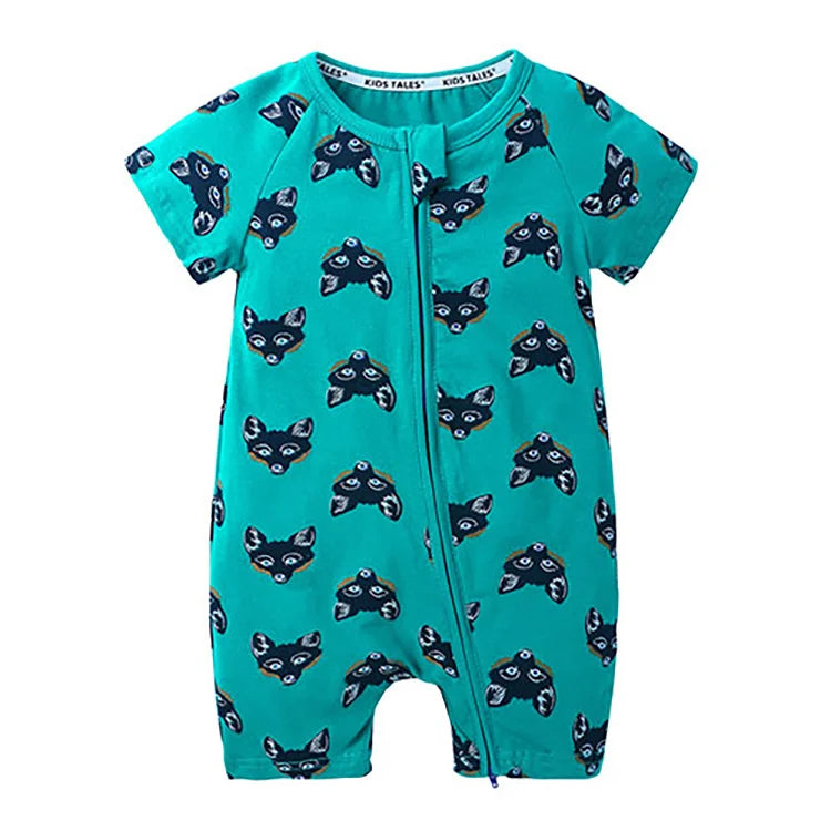 Cartoon Print Baby Romper Fashion Toddler Girl Summer Clothes Cotton Zipper Short Sleeve Newborn Boys Rompers 3-24 Months