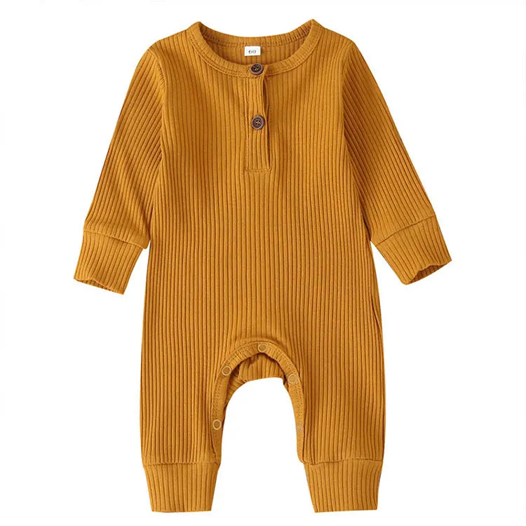 Summer Unisex Newborn Baby Clothes Solid Color Baby Rompers Cotton Long Sleeve Toddler Romper Infant Clothing 3-18 Months