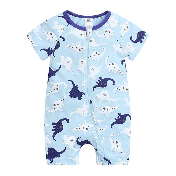 Cartoon Print Baby Romper Fashion Toddler Girl Summer Clothes Cotton Zipper Short Sleeve Newborn Boys Rompers 3-24 Months