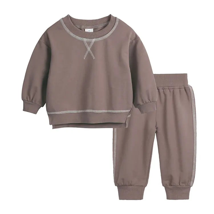 Fashion Solid Color Kids Tracksuit Sets Cotton Long Sleeve Tops Pants 2 Pcs Spring Autumn Children Clothing Boy Outfit 2-6 Years