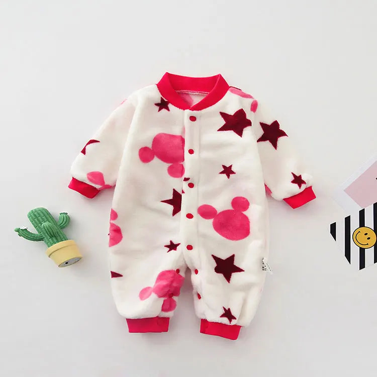 Flannel Long Sleeve Baby Clothes Boys Rompers Cartoon Baby Girl Romper Winter Warm Infant Clothing Boys Romper 3-18 Months