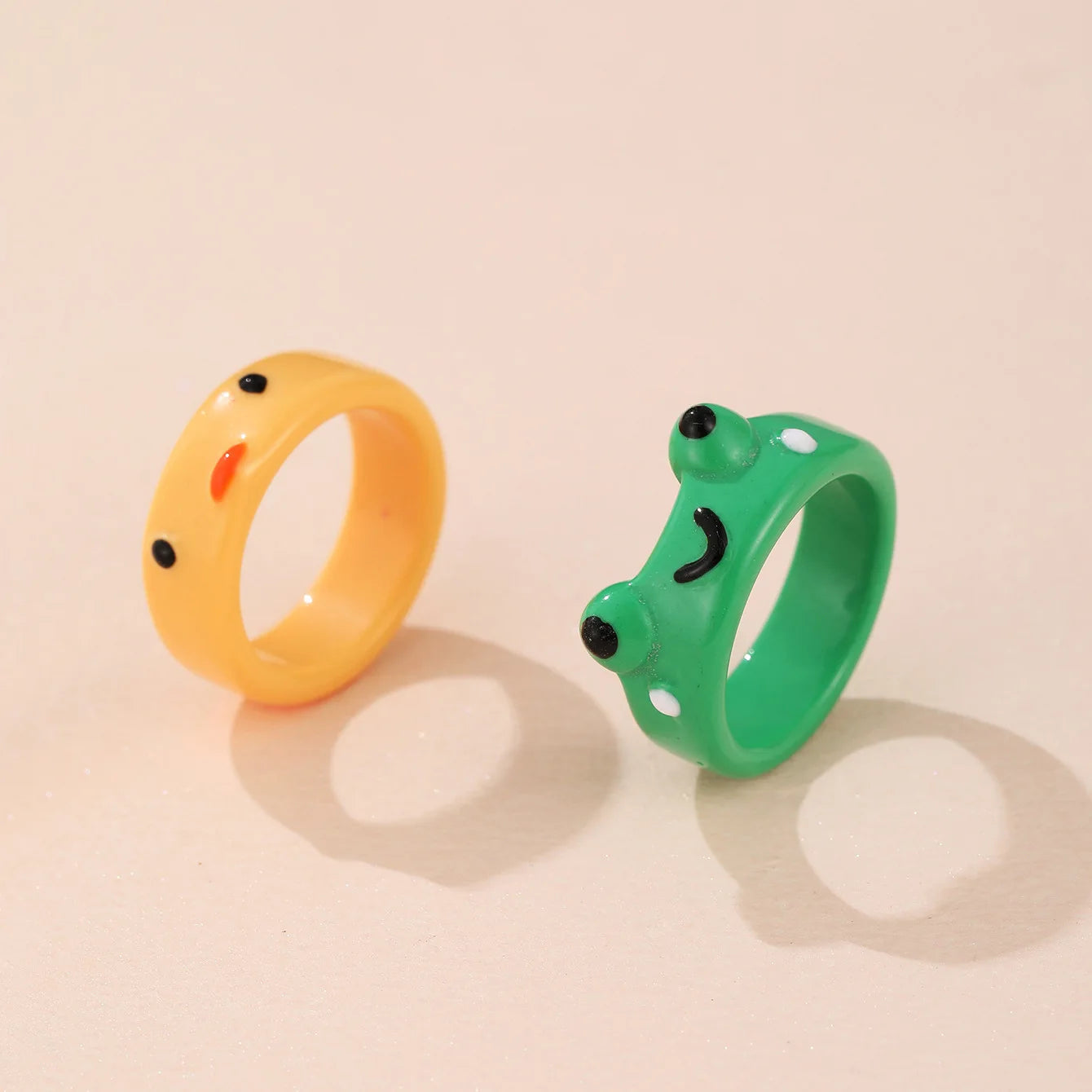 Cute Smile Frog Rings For Women Girls Funny Personality Wholesale Cartoon Animal Chicken Frog Ring Fashion Jewelry Gifts