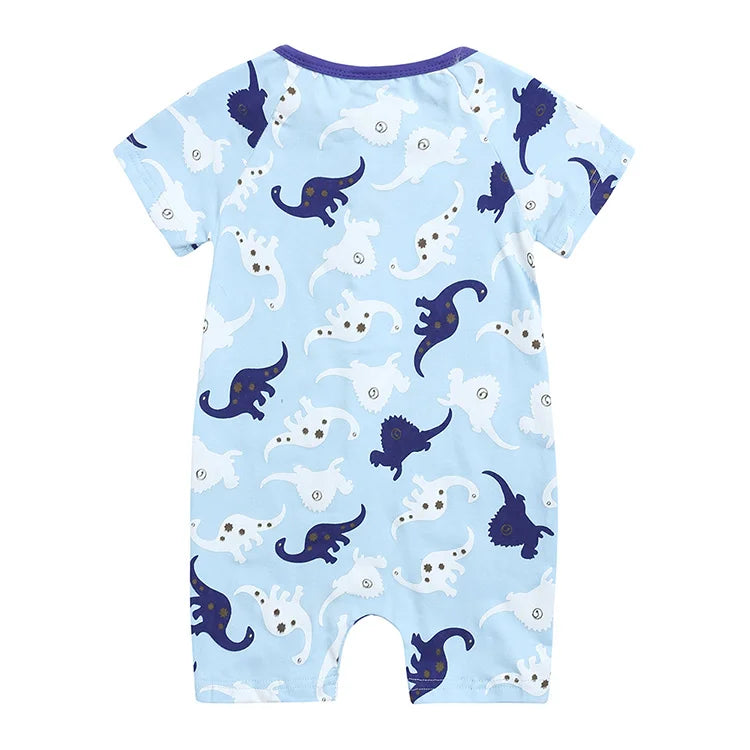 Cartoon Print Baby Romper Fashion Toddler Girl Summer Clothes Cotton Zipper Short Sleeve Newborn Boys Rompers 3-24 Months