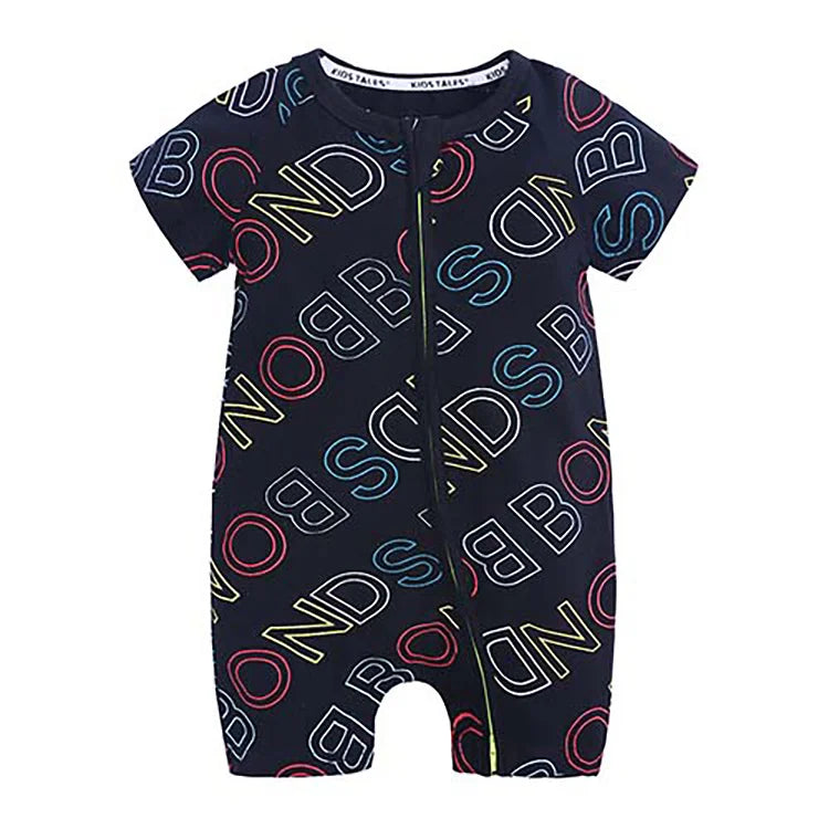 Cartoon Print Baby Romper Fashion Toddler Girl Summer Clothes Cotton Zipper Short Sleeve Newborn Boys Rompers 3-24 Months