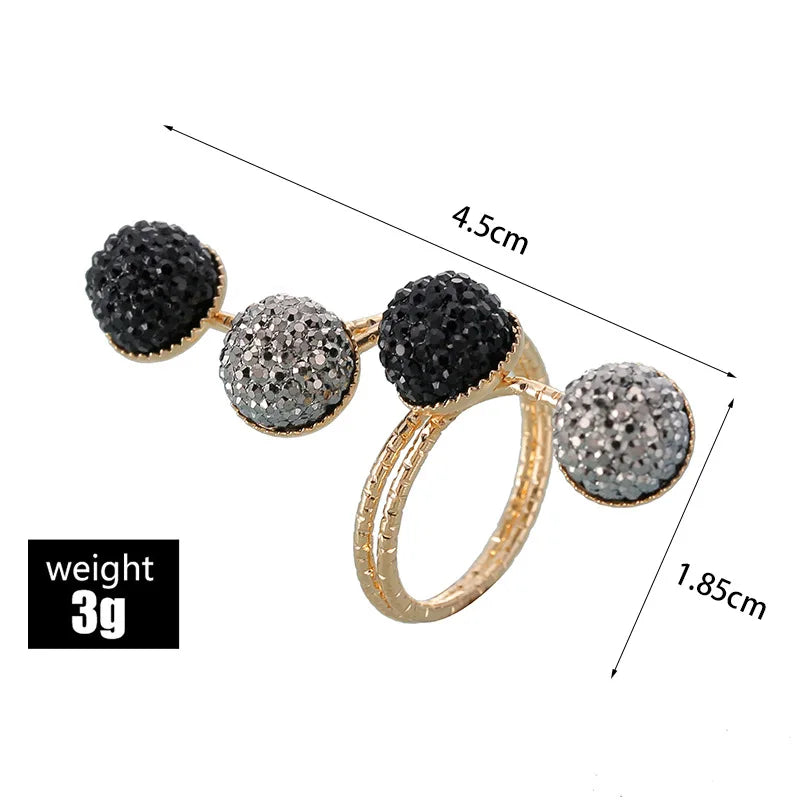 Vintage  Black Rhinestone Opening ring Knuckle Finger Midi Rings Set for Women Punk Statement elegant rings Female Wedding