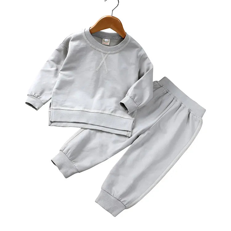 Fashion Solid Color Kids Tracksuit Sets Cotton Long Sleeve Tops Pants 2 Pcs Spring Autumn Children Clothing Boy Outfit 2-6 Years