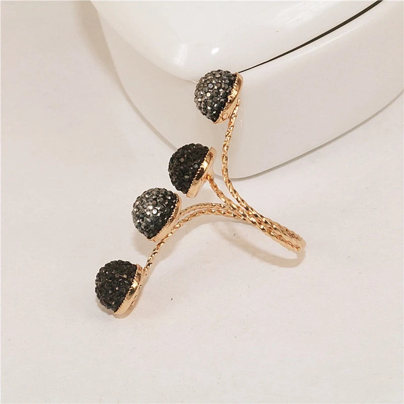 Vintage  Black Rhinestone Opening ring Knuckle Finger Midi Rings Set for Women Punk Statement elegant rings Female Wedding