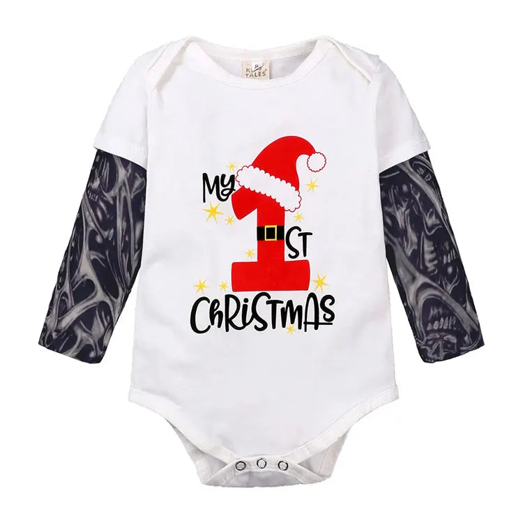 Novelty Tattoo Newborn Baby Bodysuit Cotton Long Sleeve Baby Clothes Christmas Infant Boys Jumpsuit Toddler Costume