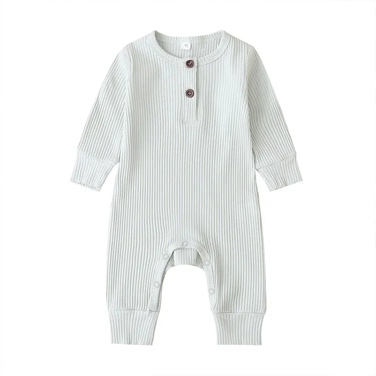 Summer Unisex Newborn Baby Clothes Solid Color Baby Rompers Cotton Long Sleeve Toddler Romper Infant Clothing 3-18 Months