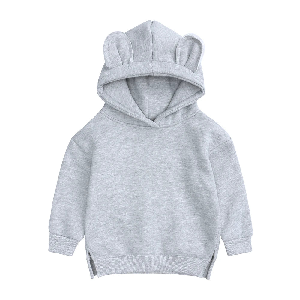 Fashion Solid Color Kids Clothes Boys Sweatshirts Long Sleeve Hooded Girls Hoodies Winter Warm Children's Clothing 1-4 Years