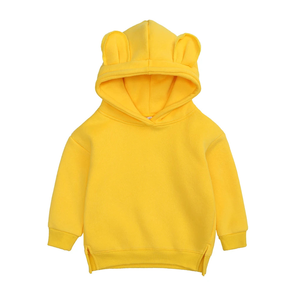 Fashion Solid Color Kids Clothes Boys Sweatshirts Long Sleeve Hooded Girls Hoodies Winter Warm Children's Clothing 1-4 Years