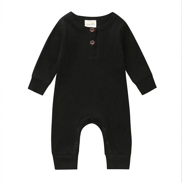 Summer Unisex Newborn Baby Clothes Solid Color Baby Rompers Cotton Long Sleeve Toddler Romper Infant Clothing 3-18 Months