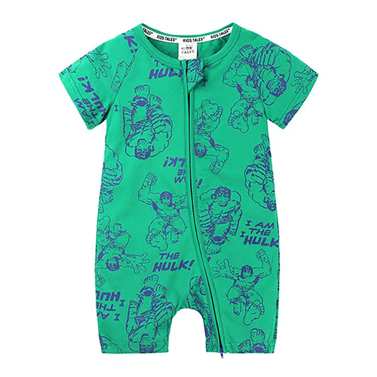 Cartoon Print Baby Romper Fashion Toddler Girl Summer Clothes Cotton Zipper Short Sleeve Newborn Boys Rompers 3-24 Months