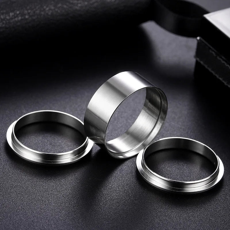 3 in 1 ring men stainless steel wedding ring fingertip ring DIY ring for  jewelry tool accessories wholesale supply